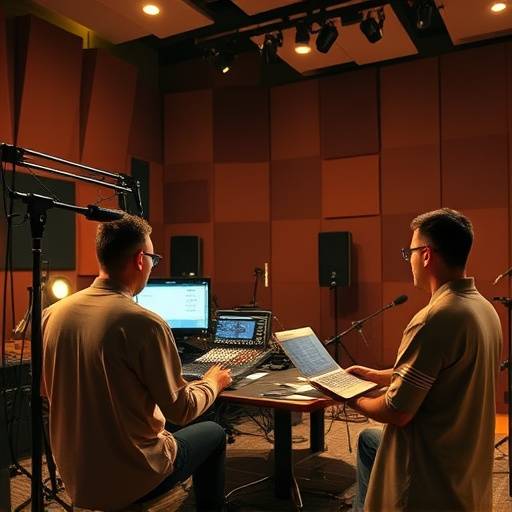 Il team di Onda Sonora Studio al lavoro in studio durante una sessione di registrazione.